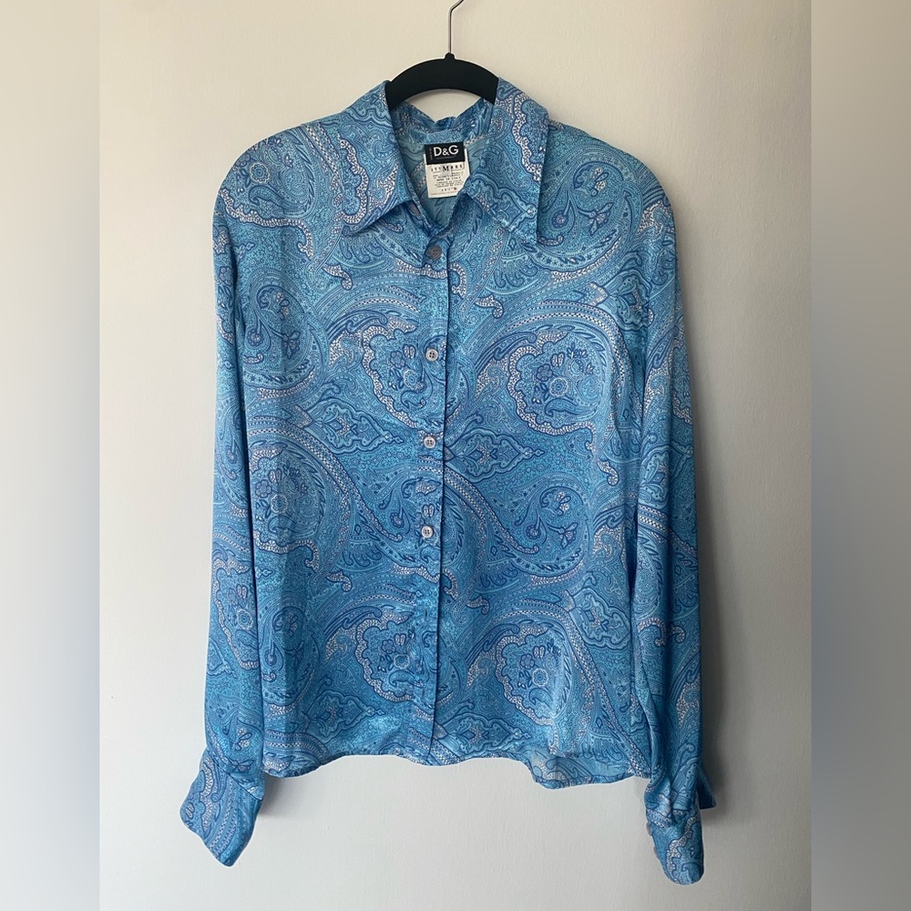 Dolce & Gabbana Silk light blue men shirt
